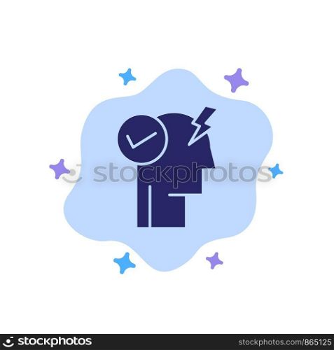 Brain, Mind, Power, Power Mode, Activate Blue Icon on Abstract Cloud Background