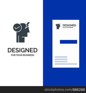 Brain, Mind, Power, Power Mode, Activate Grey Logo Design and Business Card Template