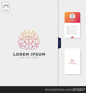 brain molecular tech logo template vector illustration, and free business card design template. brain molecular tech logo template vector illustration, and free business card design