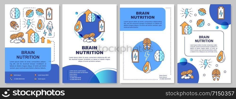 Brain nutrition brochure template. Keto diet. Flyer, booklet, leaflet print, cover design with linear illustrations. Vector page layouts for magazines, annual reports, advertising posters