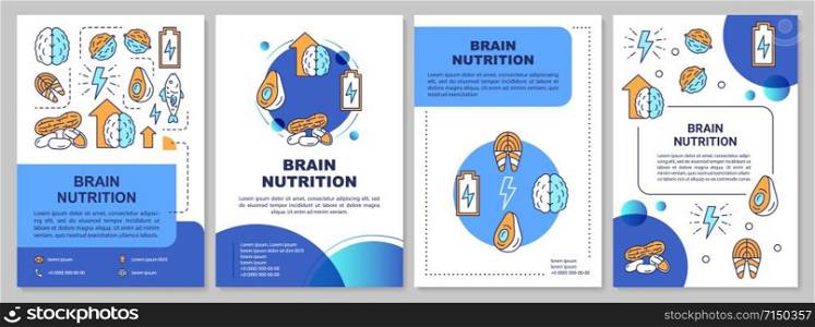 Brain nutrition brochure template. Keto diet. Flyer, booklet, leaflet print, cover design with linear illustrations. Vector page layouts for magazines, annual reports, advertising posters
