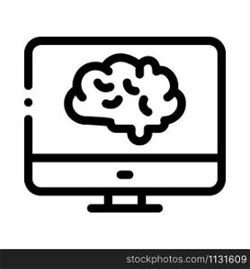 Brain On Display Icon Vector. Outline Brain On Display Sign. Isolated Contour Symbol Illustration. Brain On Display Icon Vector Outline Illustration