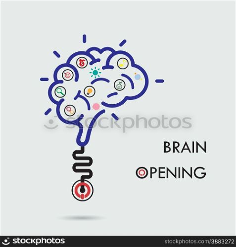 Brain opening concept.Creative brain abstract vector logo design template. Corporate business industrial creative logotype symbol.Vector illustration