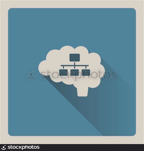 Brain organizing illustration on blue background with shade