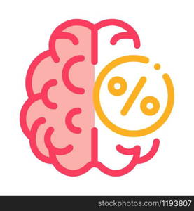 Brain Percentage Icon Vector. Outline Brain Percentage Sign. Isolated Contour Symbol Illustration. Brain Percentage Icon Vector Outline Illustration