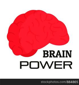 Brain power logo. Flat illustration of brain power vector logo for web design. Brain power logo, flat style