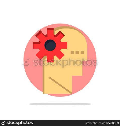 Brain, Process, Learning, Mind Abstract Circle Background Flat color Icon