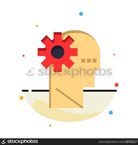 Brain, Process, Learning, Mind Abstract Flat Color Icon Template