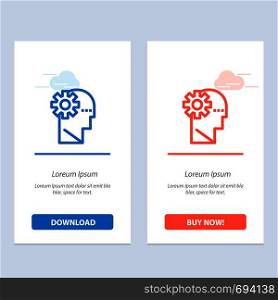 Brain, Process, Learning, Mind Blue and Red Download and Buy Now web Widget Card Template