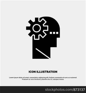 Brain, Process, Learning, Mind solid Glyph Icon vector