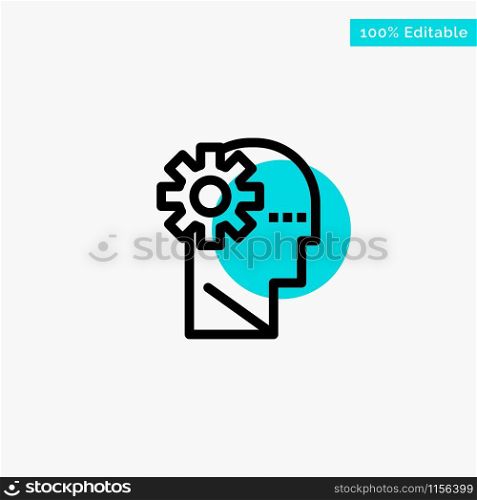 Brain, Process, Learning, Mind turquoise highlight circle point Vector icon