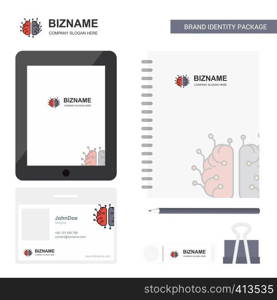 Brain processor Business Logo, Tab App, Diary PVC Employee Card and USB Brand Stationary Package Design Vector Template