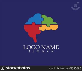 Brain puzzle logo vector illustration