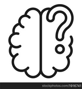 Brain question icon outline vector. Human mind. Critical thinker. Brain question icon outline vector. Human mind