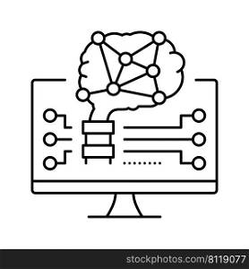 brain robot line icon vector. brain robot sign. isolated contour symbol black illustration. brain robot line icon vector illustration