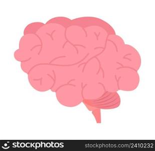 Brain semi flat color vector element. Full sized object on white. Core body organ. Essential part of human body simple cartoon style illustration for web graphic design and animation. Brain semi flat color vector element