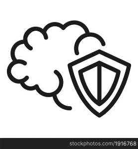Brain shield icon outline vector. Mental health. Safety mind. Brain shield icon outline vector. Mental health