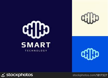 Brain system or smart technology logo in flat and simple style