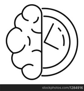Brain think time icon. Outline brain think time vector icon for web design isolated on white background. Brain think time icon, outline style