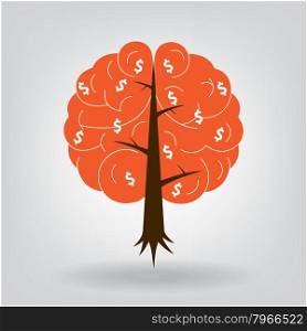 Brain tree illustration, tree of knowledge, medical, environmental or business concept