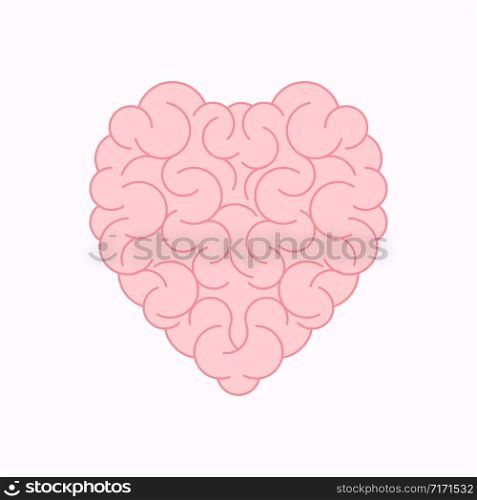 brain vs heart concept idea isolated vector illustration