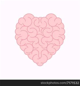brain vs heart concept idea isolated vector illustration