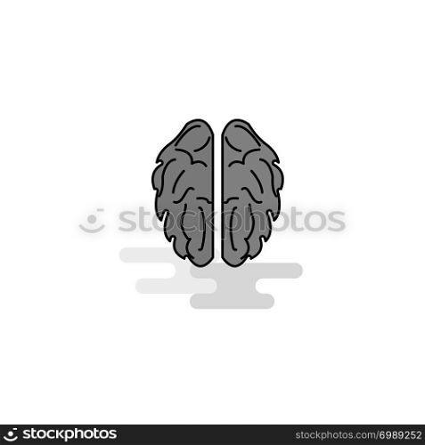 Brain Web Icon. Flat Line Filled Gray Icon Vector