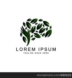 brain with leaf logo template