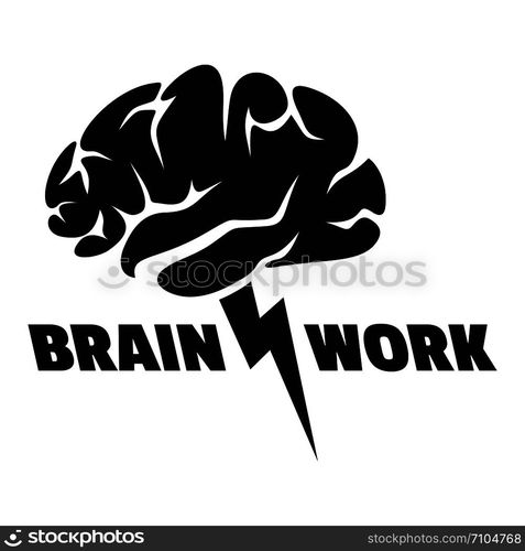 Brain work logo. Simple illustration of brain work vector logo for web design isolated on white background. Brain work logo, simple style