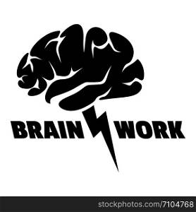 Brain work logo. Simple illustration of brain work vector logo for web design isolated on white background. Brain work logo, simple style