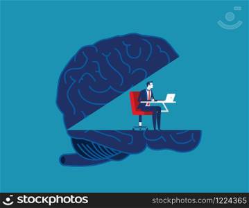 Brain working. Concept business vector illustration. Flat design style.