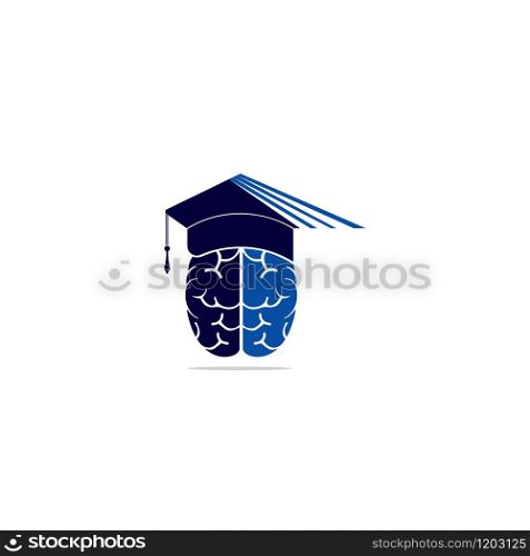 Braind and graduation cap icon design. Educational and institutional logo design.