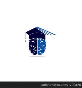 Braind and graduation cap icon design. Educational and institutional logo design.