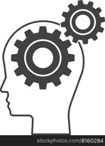brains and cogs illustration in minimal style isolated on background