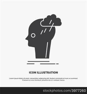 Brainstorm, creative, head, idea, thinking Icon. glyph vector gray symbol for UI and UX, website or mobile application