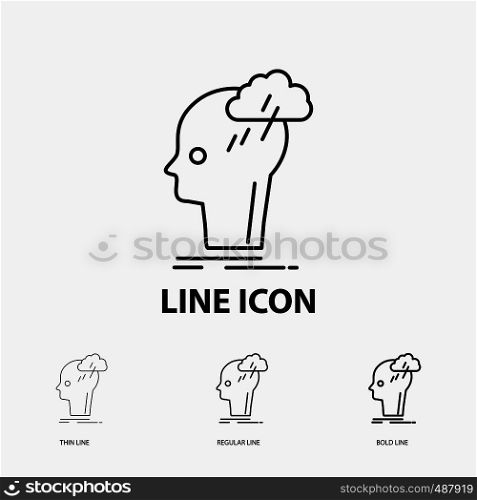 Brainstorm, creative, head, idea, thinking Icon in Thin, Regular and Bold Line Style. Vector illustration. Vector EPS10 Abstract Template background