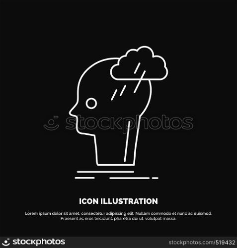 Brainstorm, creative, head, idea, thinking Icon. Line vector symbol for UI and UX, website or mobile application. Vector EPS10 Abstract Template background