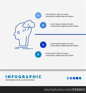 Brainstorm, creative, head, idea, thinking Infographics Template for Website and Presentation. Line Blue icon infographic style vector illustration. Vector EPS10 Abstract Template background