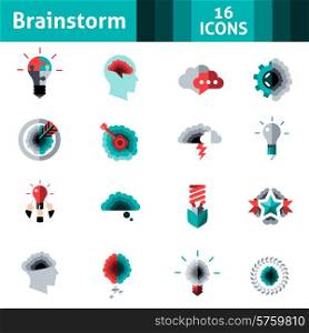 Brainstorm target achievement creativity and productivity icons set isolated vector illustration