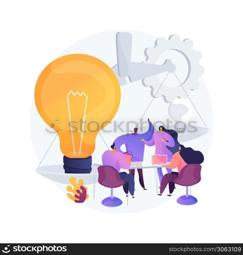 Brainstorming abstract concept vector illustration. Teamwork, brainstorming tools, idea management, creative team, working process, finding solution, startup collaboration abstract metaphor.. Brainstorming abstract concept vector illustration.