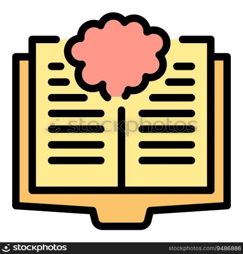 Brainstorming book icon outline vector. Online character. Online course color flat. Brainstorming book icon vector flat
