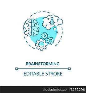 Brainstorming concept icon. Problem solving, creative thinking idea thin line illustration. New ideas generation, opportunities search. Vector isolated outline RGB color drawing. Editable stroke. Brainstorming concept icon