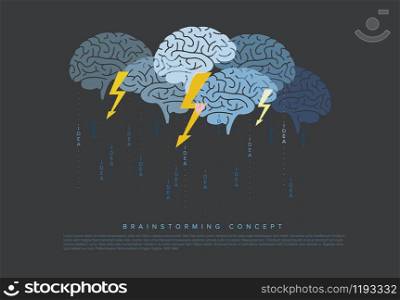 Brainstorming concept illustration template with place for your text - dark version