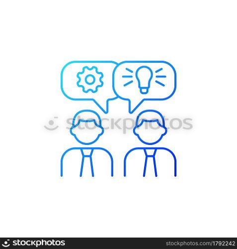 Brainstorming gradient linear vector icon. Generating ideas and solutions. Idea creation method for group of people. Thin line color symbols. Modern style pictogram. Vector isolated outline drawing. Brainstorming gradient linear vector icon