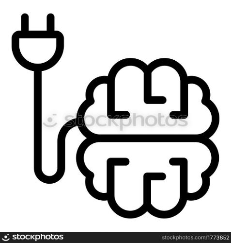 Brainstorming plug icon. Outline Brainstorming plug vector icon for web design isolated on white background. Brainstorming plug icon, outline style
