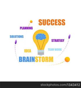 Brainstorming team that knows Business Well. Success through Planning Idea Strategy and Teamwork. Options for Solving Complex Problems. Many Ideas Simplify Complex Process. Vector Illustration.
