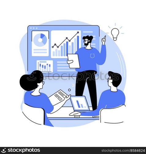 Brainstorming with a team isolated cartoon vector illustrations. IT company developers generates new ideas, information technology industry, colleagues meeting in office vector cartoon.. Brainstorming with a team isolated cartoon vector illustrations.