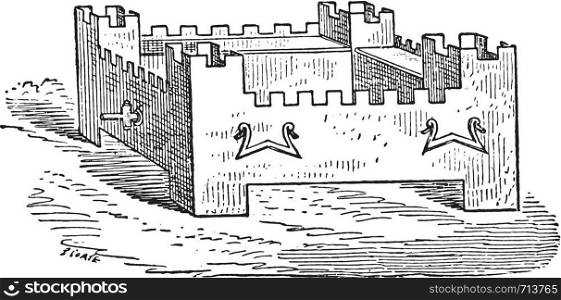 Braising shaped citadel, vintage engraved illustration.