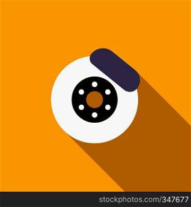Brake disk icon in flat style on a yellow background. Brake disk icon, flat style