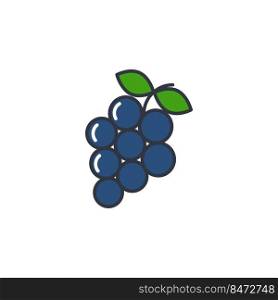 Branch blue grapes color line icon vector illustration. Simple image of vine. Berries linear logo. Healthy organic food isolated object. Branch blue grapes color line icon vector illustration
